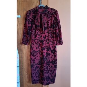 Magenta Black Floral Dress